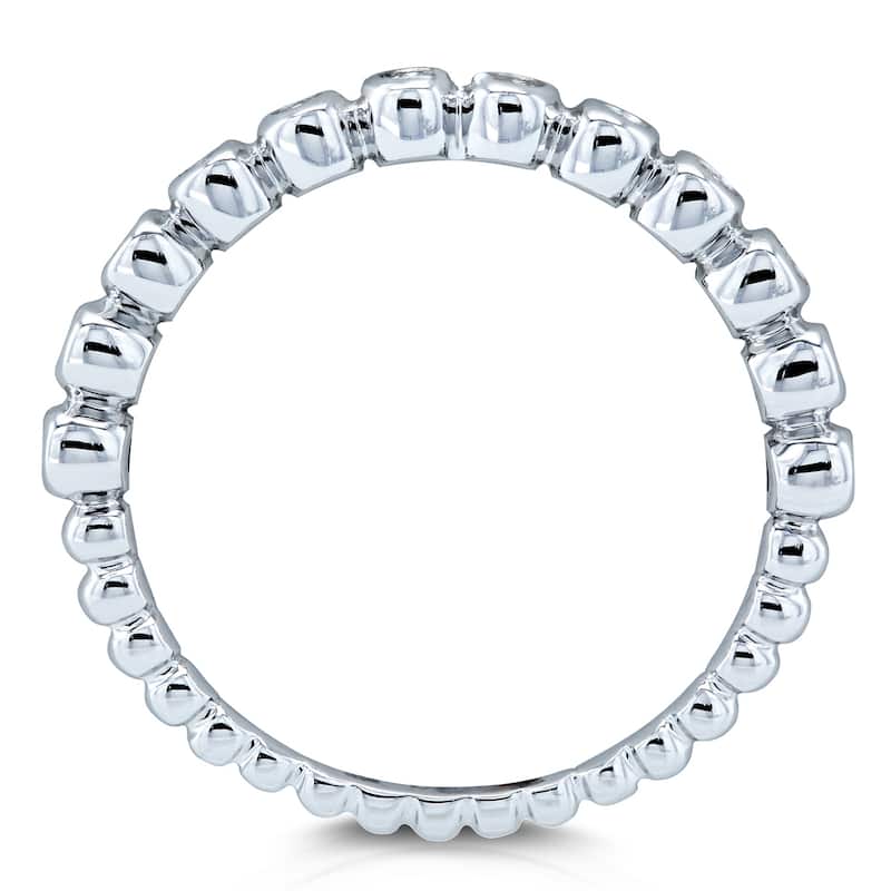 Annello by Kobelli 10k Gold Ribbed Bezel Diamond Fashion Band (1/8 Carat TDW)