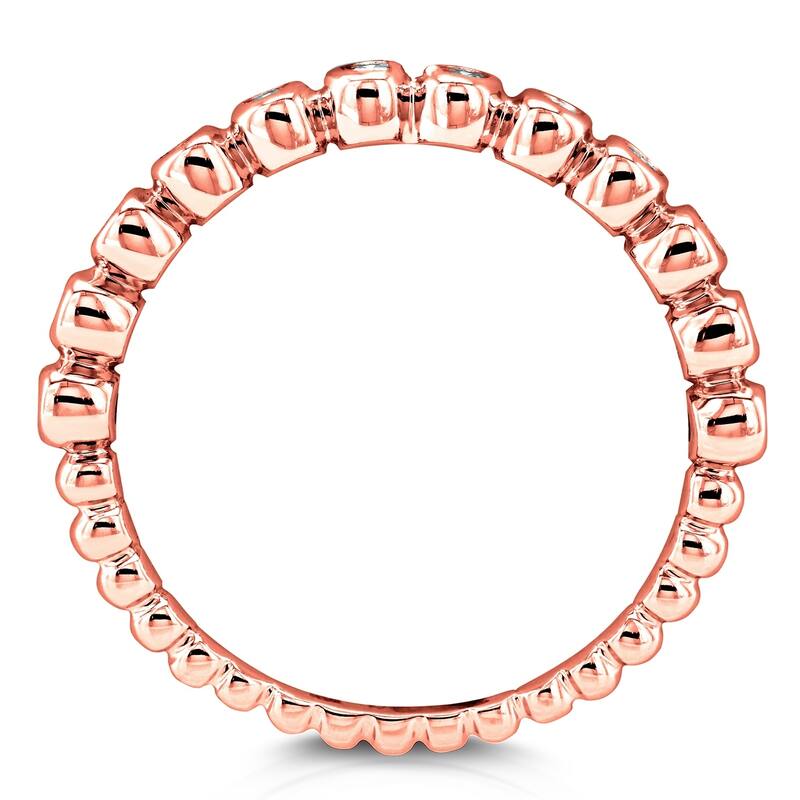 Annello by Kobelli 10k Gold Ribbed Bezel Diamond Fashion Band (1/8 Carat TDW)