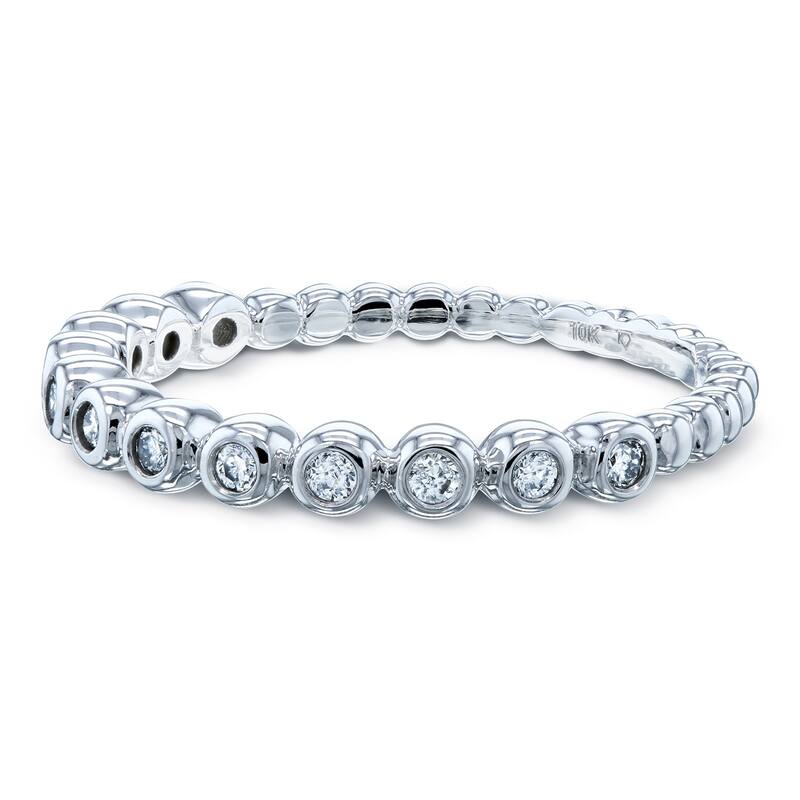 Annello by Kobelli 10k Gold Ribbed Bezel Diamond Fashion Band (1/8 Carat TDW)