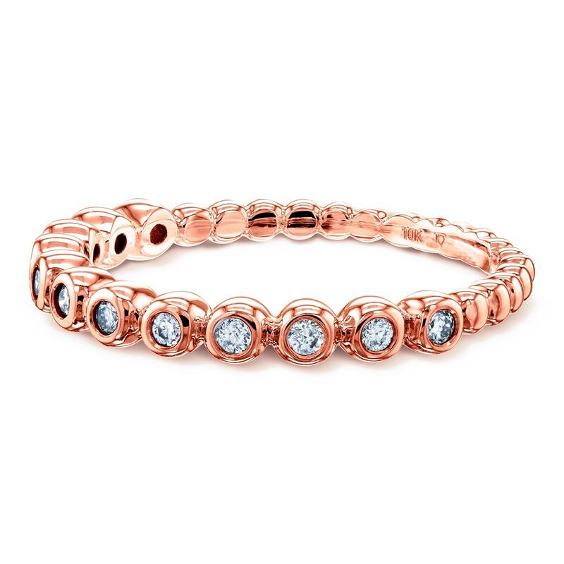 Annello by Kobelli 10k Gold Ribbed Bezel Diamond Fashion Band (1/8 Carat TDW)