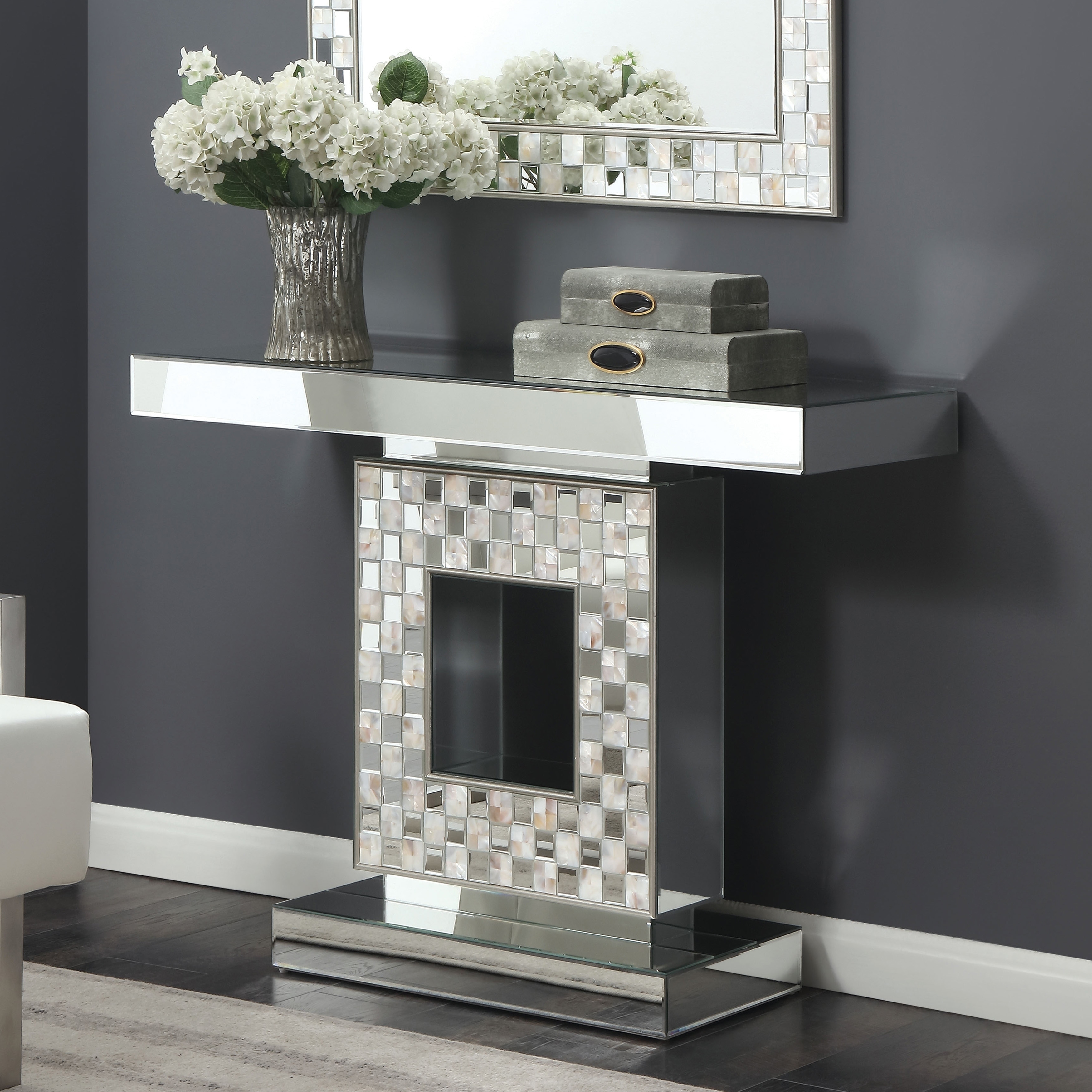 Silver Orchid Gruning Mirrored Console Table