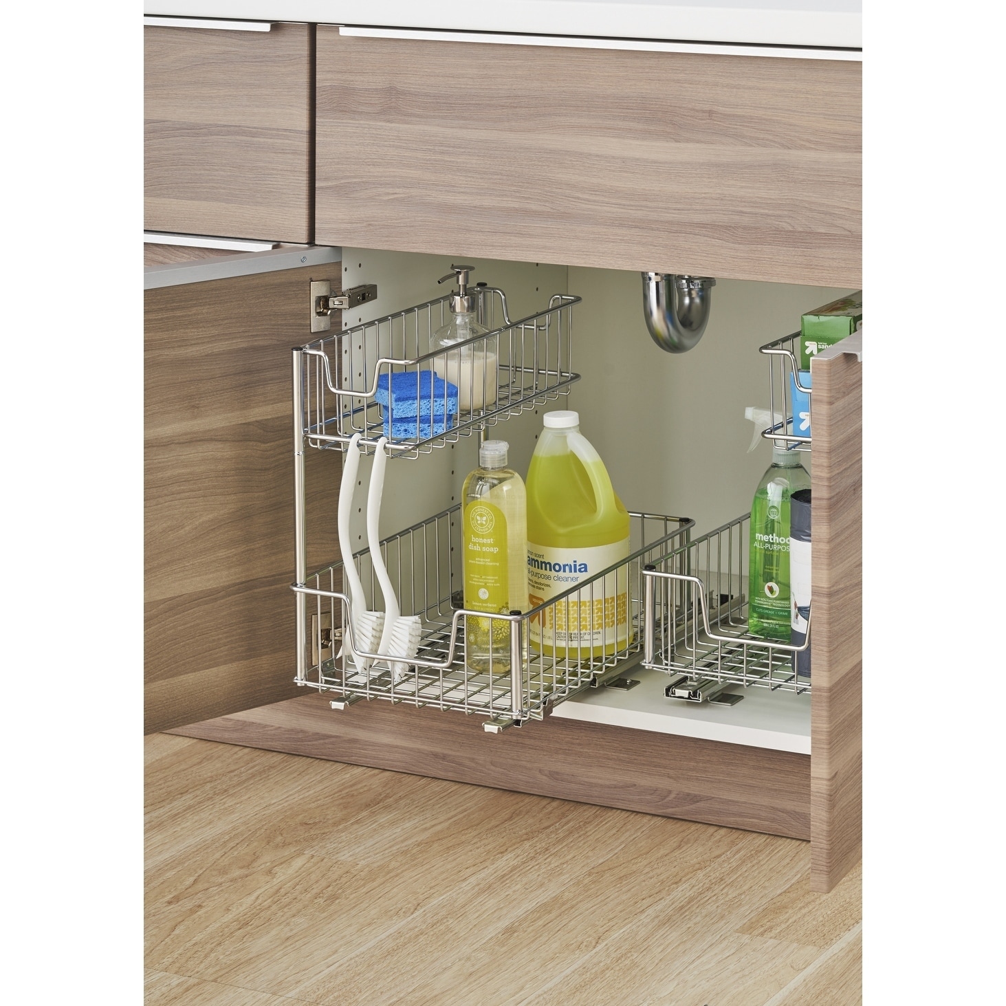 2 Kitchen Cabinet Basket Organizers, Slide Plastic Storage Drawers, Under  Sink, Cabinet Organizer, Sliding Kitchen Drawer, Bathroom Undersink (white)
