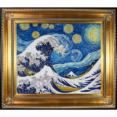 La Pastiche Original 'Starry Night Wave Collage' (Luxury Line) Hand Painted Oil Reproduction