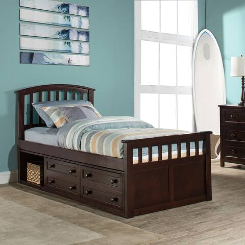 Hillsdale Furniture Charlie Captains Storage Bed in Chocolate - Twin