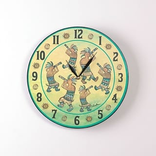 slide 1 of 1, Dancing Kokopellis 12 Inch Round Clock