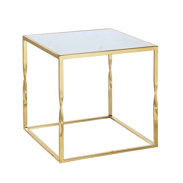 Shop Chic Home Sospiri Side Table Nightstand Cube Frame Marble Look Top On Sale Overstock 23507916