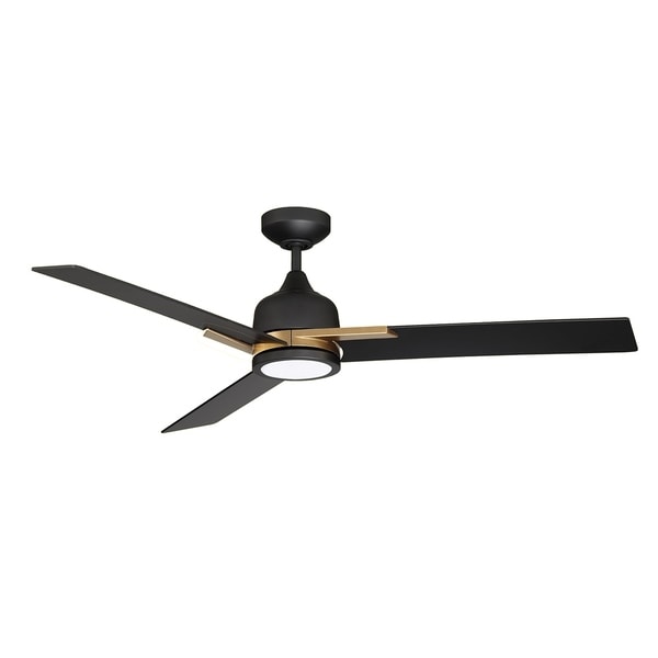 Triton 52 Inch Led Black And Oilcan Brass Ceiling Fan