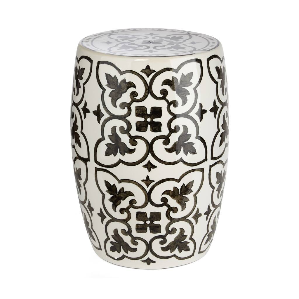 Gertrude White and Black Garden Stool
