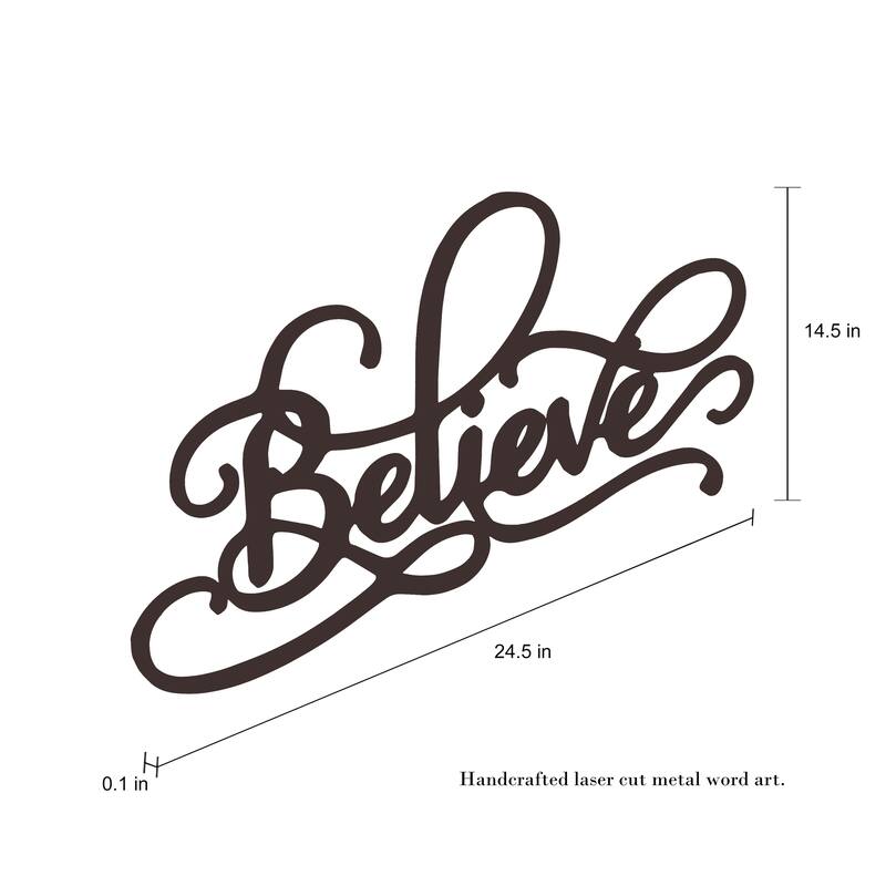 Lavish Home Decorative 3D Word Art Metal Cutout Wall Sign - Believe