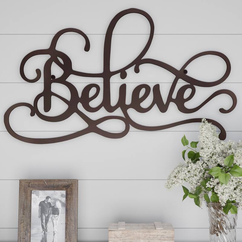 Lavish Home Decorative 3D Word Art Metal Cutout Wall Sign - Believe