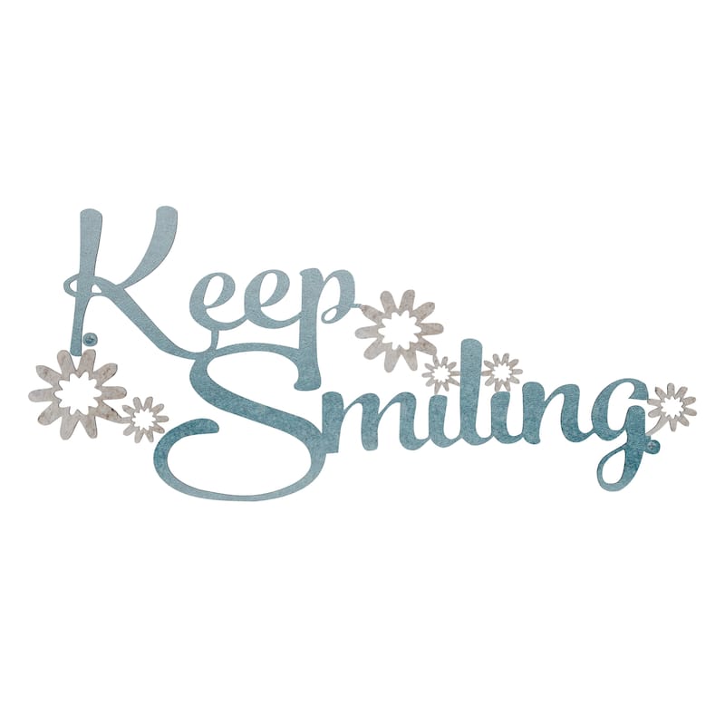 Lavish Home Decorative 3D Word Art Metal Cutout Wall Sign - Keep Smiling