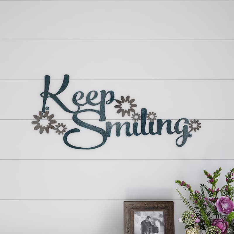 Lavish Home Decorative 3D Word Art Metal Cutout Wall Sign - Keep Smiling