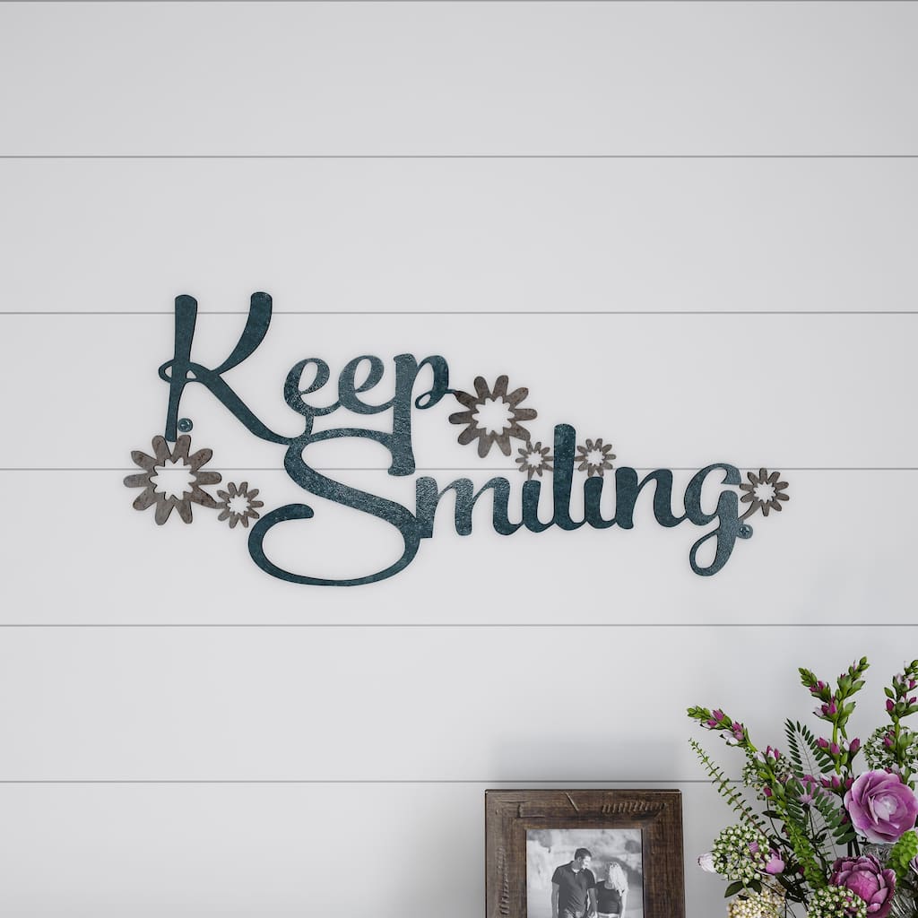 Lavish Home Decorative 3D Word Art Metal Cutout Wall Sign - Keep Smiling