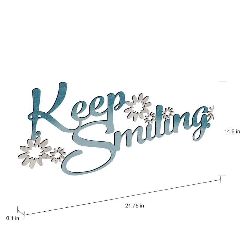 Lavish Home Decorative 3D Word Art Metal Cutout Wall Sign - Keep Smiling