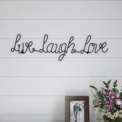 Lavish Home 3D Word Art Cursive Metal Cutout Sign - Live Laugh Love