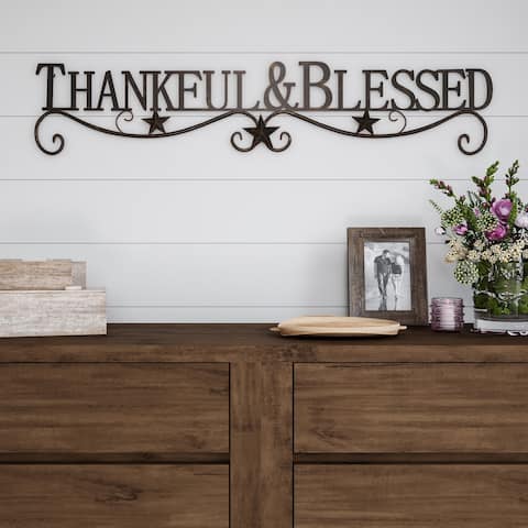 Metal Cutout-Thankful And Blessed Decorative Wall Sign-3D Word Art Lavish Home