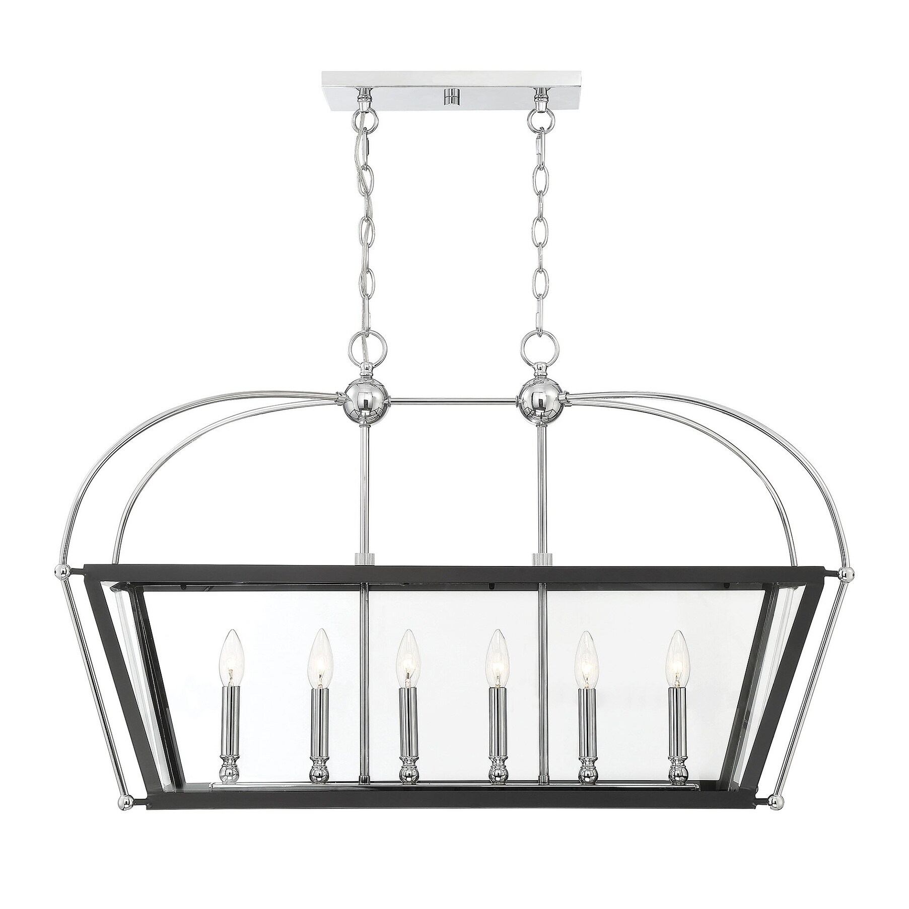 Dunbar Matte Black and Polished Chrome Accents 6-light Chandelier - Chandeliers For Bedrooms by Overstock.com