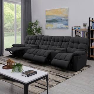Storage Sofas Couches Online At Our Best Prolounger Dark Grey Tufted Velvet 4 Seat Recliner Sofa With Storage Console