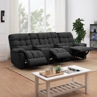 Storage Sofas Couches Online At Our Best Prolounger Dark Grey Tufted Velvet 3 Seat Recliner Sofa With Storage Console