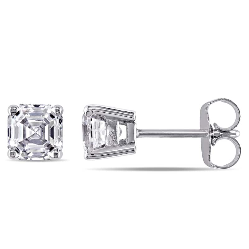 Miadora 14k White Gold 1 1/2ct TDW Asscher-Cut Diamond Solitaire Stud Earrings