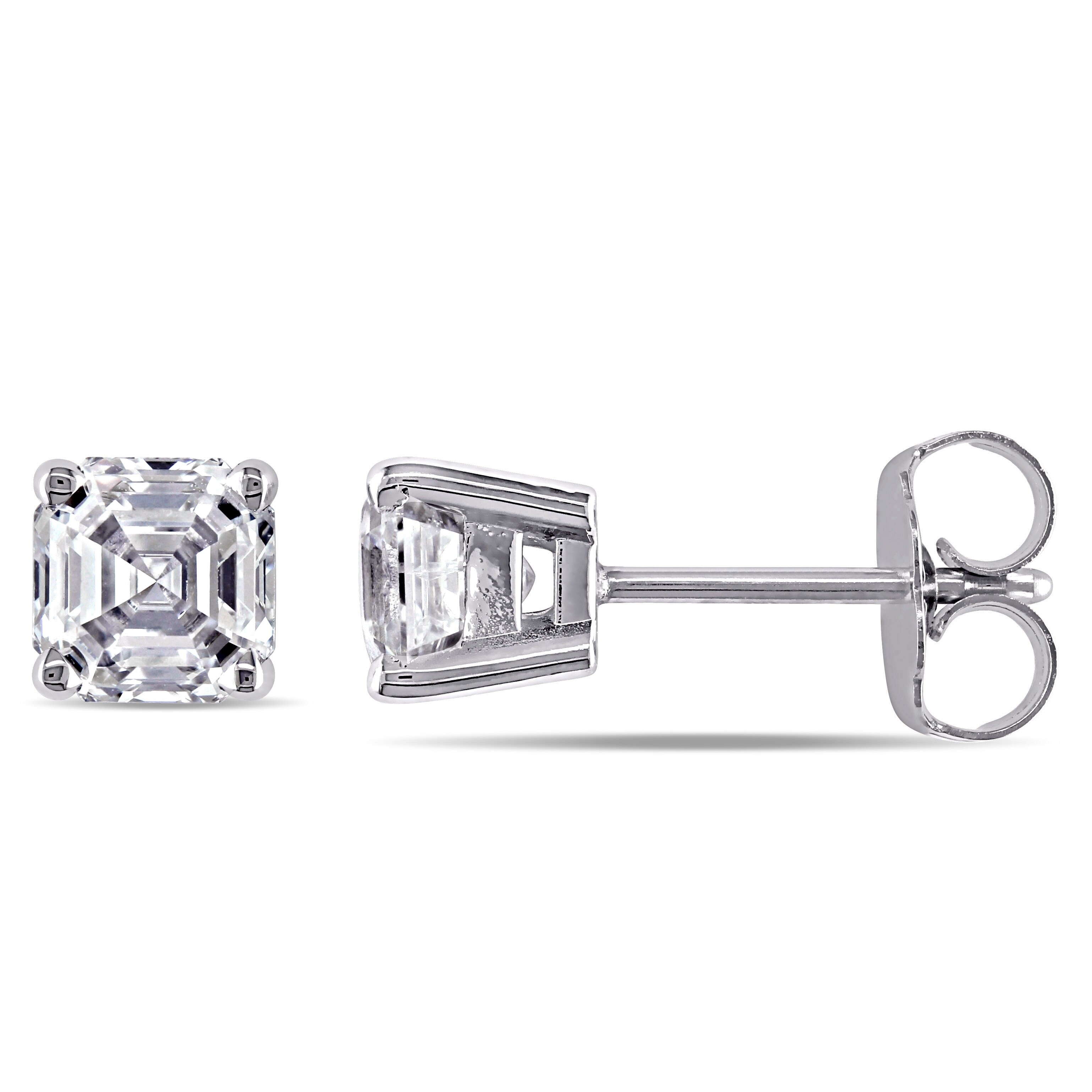 asscher cut diamond stud earrings