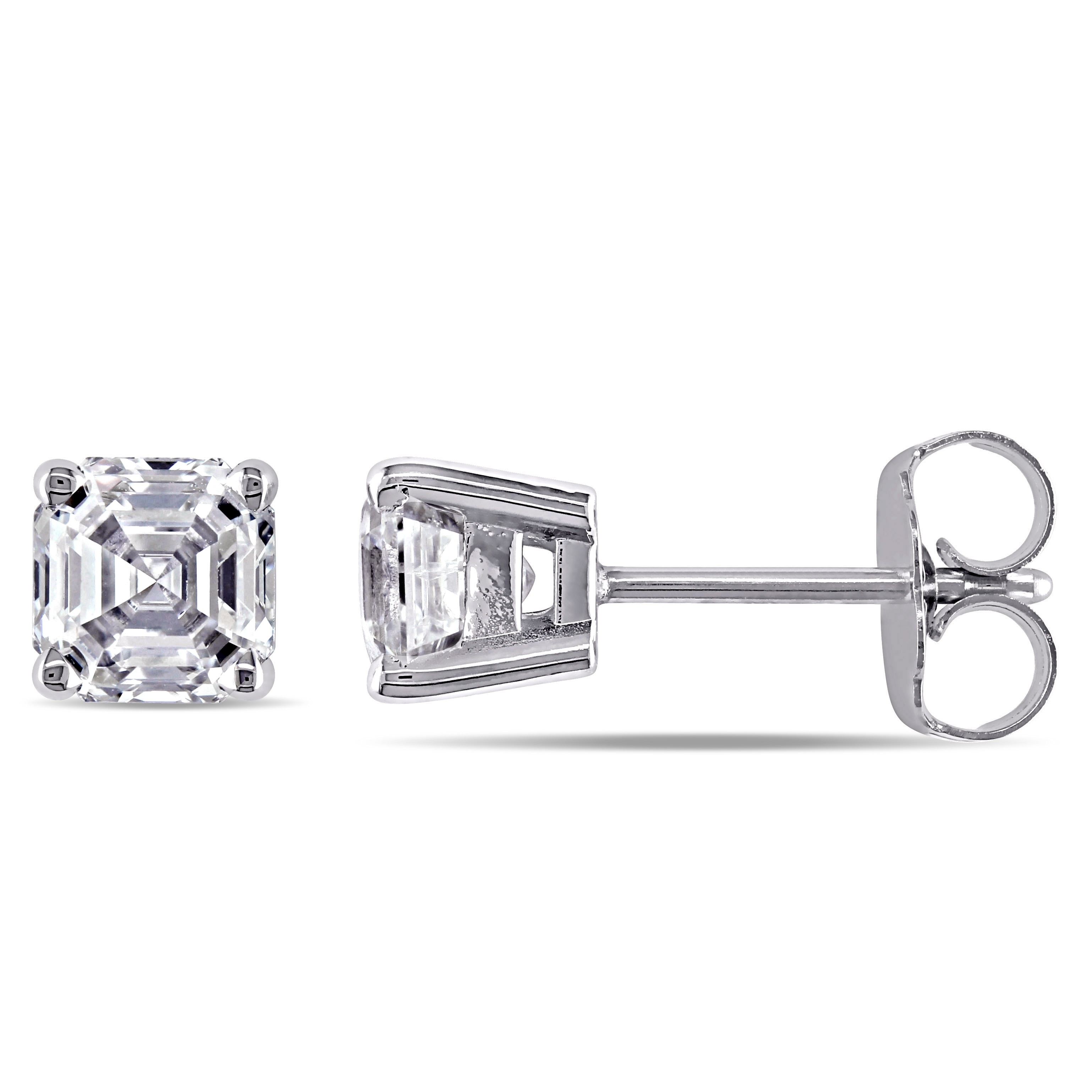 Miadora 14k White Gold 1 1/2ct TDW Asscher-Cut Diamond Solitaire Stud Earrings
