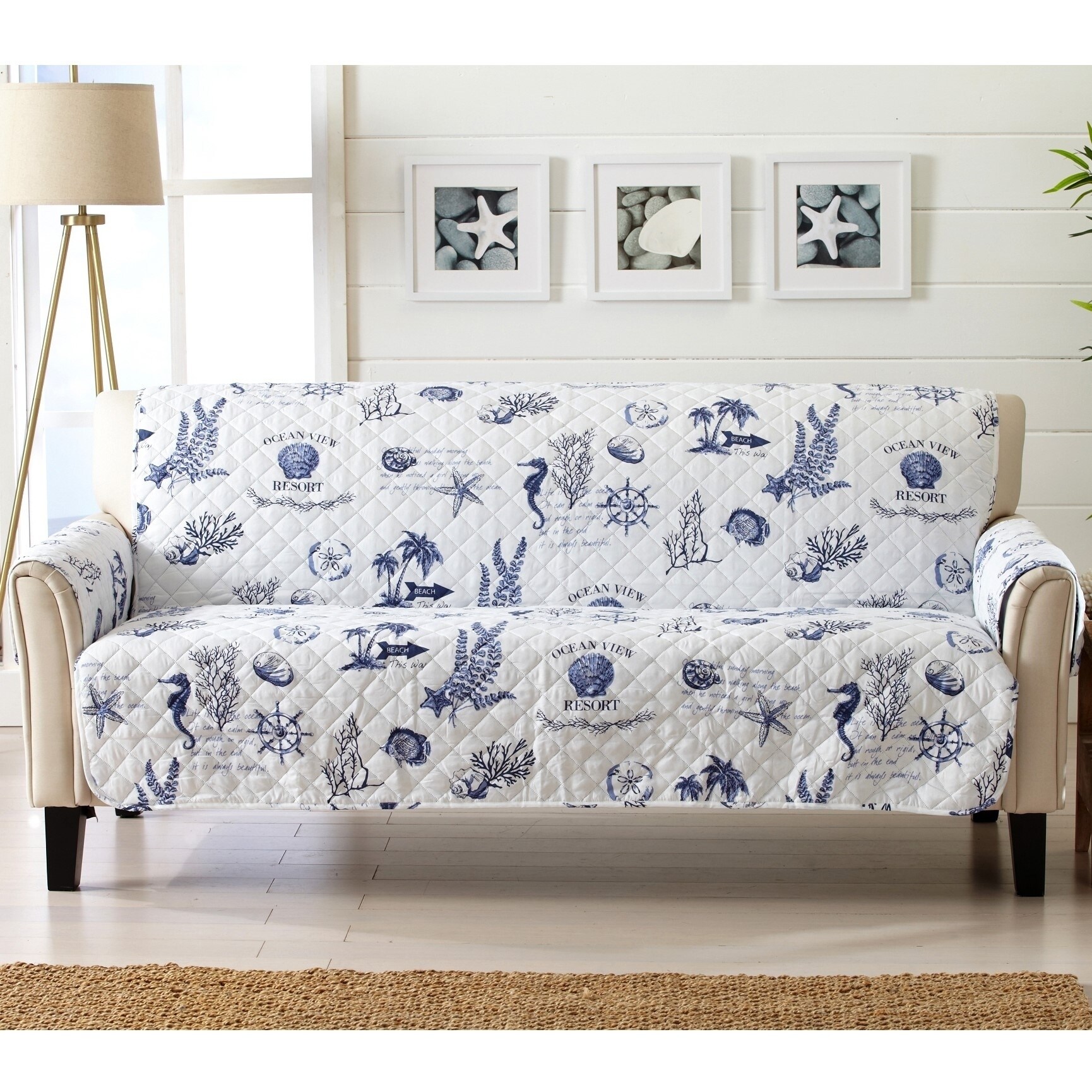 Shop Sofa Saver Coastal Reversible Stain Resistant Printed Sofa