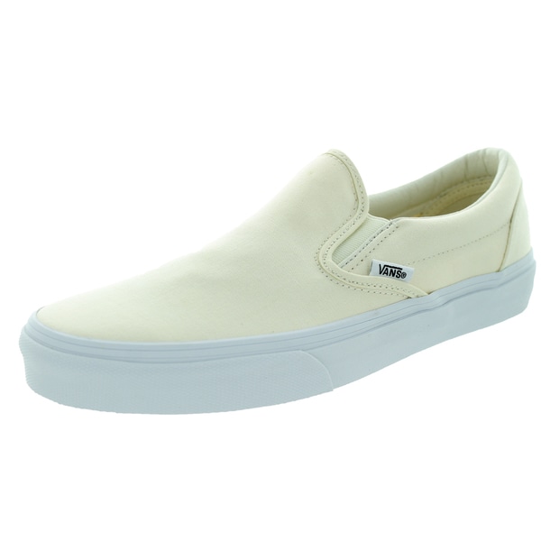 Shop Vans Unisex Classic Slip-On White Canvas Skate Shoes Size 10.5/12 ...