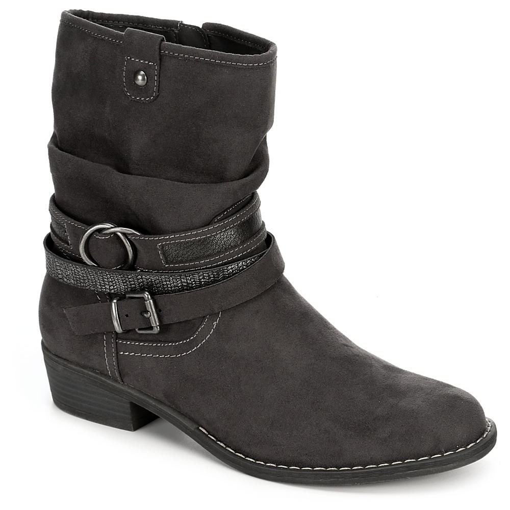 black leather slouch boots with heel