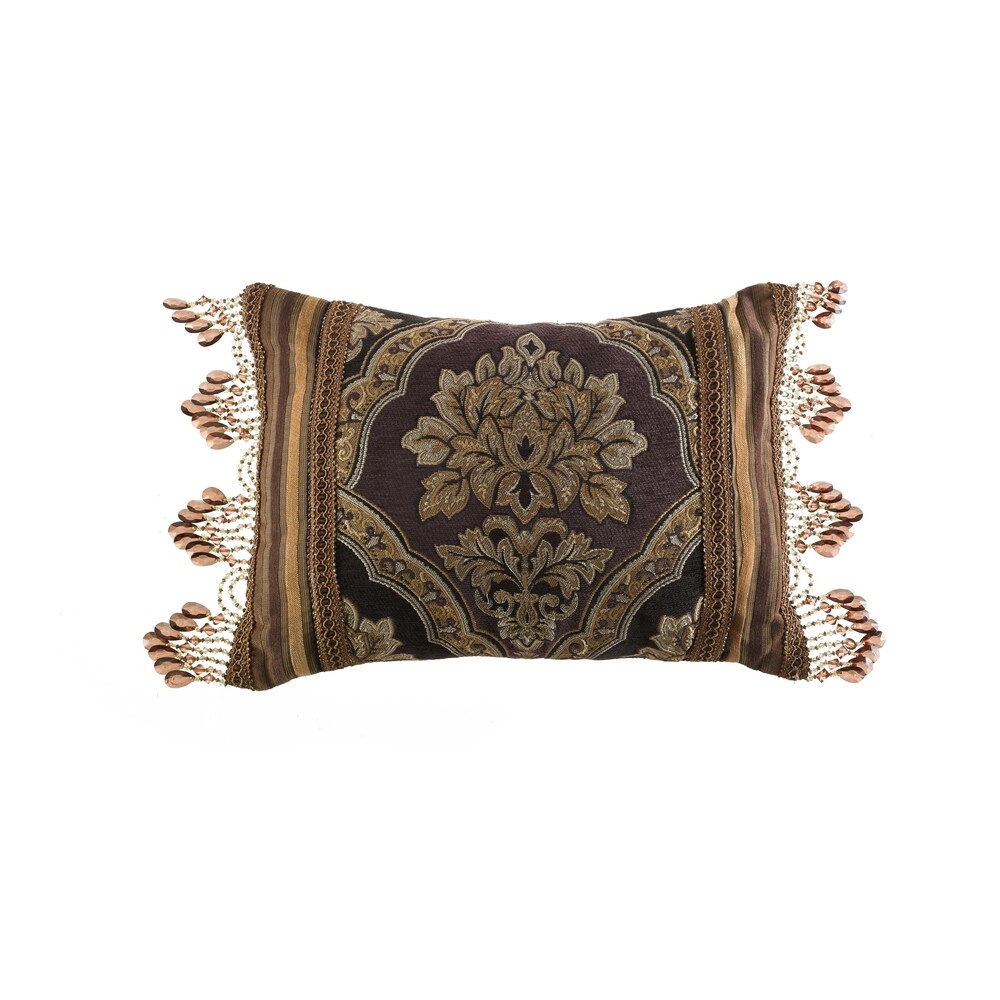 Queens Court Reilly Woven Chenille gold chenille decorative throw pillow
