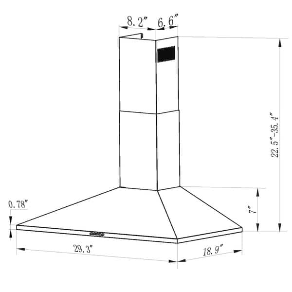 AKDY 30" Wall Mount Stainless Steel Push Panel Kitchen Range Hood