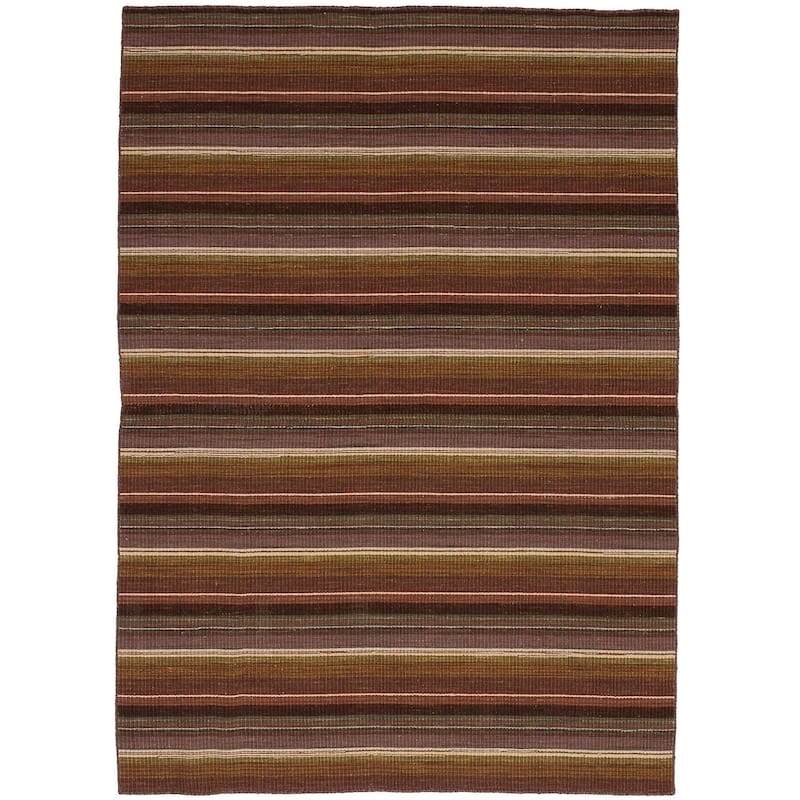 Flat-weave Manhattan Blue, Red Wool Kilim