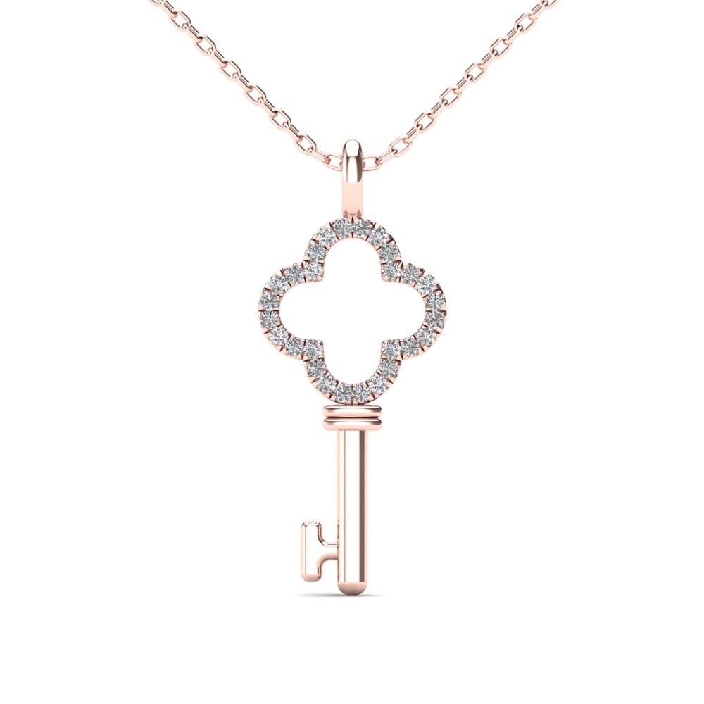 10KT White Gold Round Black Diamond Key Heart Pendant 0.09 Cttw 10KT White Gold Round Black Diamond Key Heart Pendant 0.09 Cttw