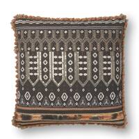 Boho Dark Grey Sequin Embroidered Cotton 18-inch Pillow Cover
