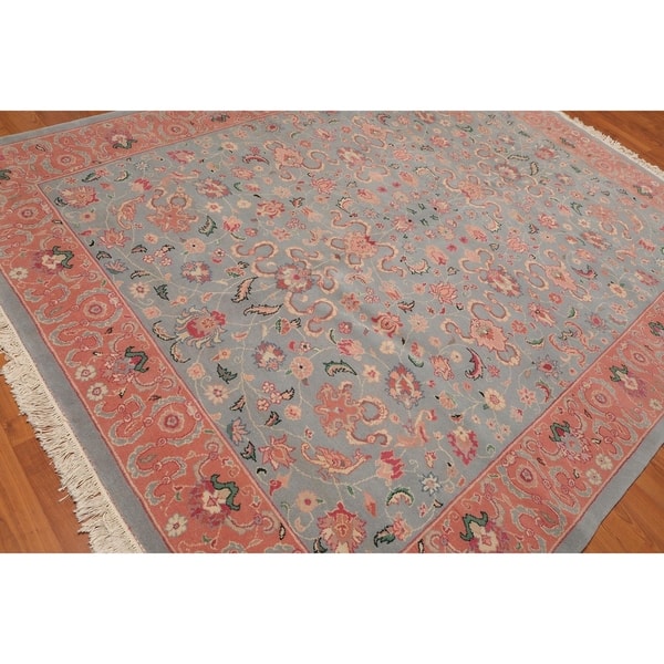 Romanian Kashan Hand Knotted Wool Persian Area Rug 7 11 X9 11 Blue Pink 7 11 X 9 11 7 11 X 9 11 On Sale Overstock 23528143