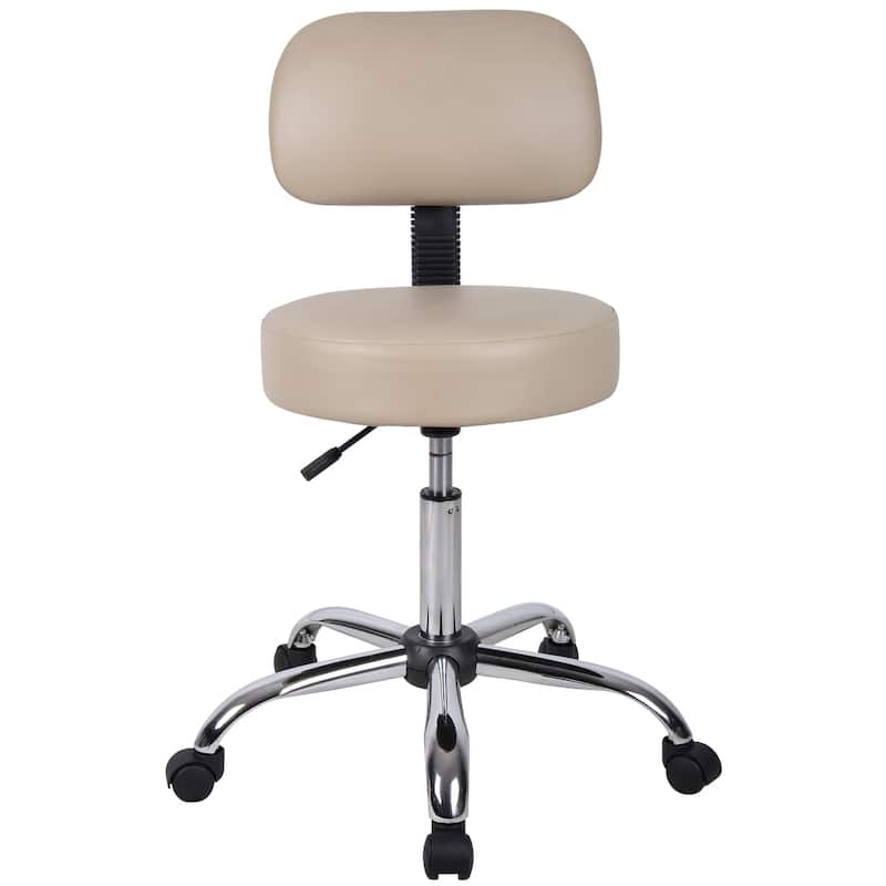 Boss Be Well Antimicrobial Vinyl Medi-Spa Adjustable Stool with Back