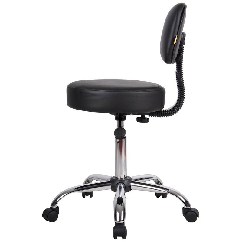Boss Be Well Antimicrobial Vinyl Medi-Spa Adjustable Stool with Back