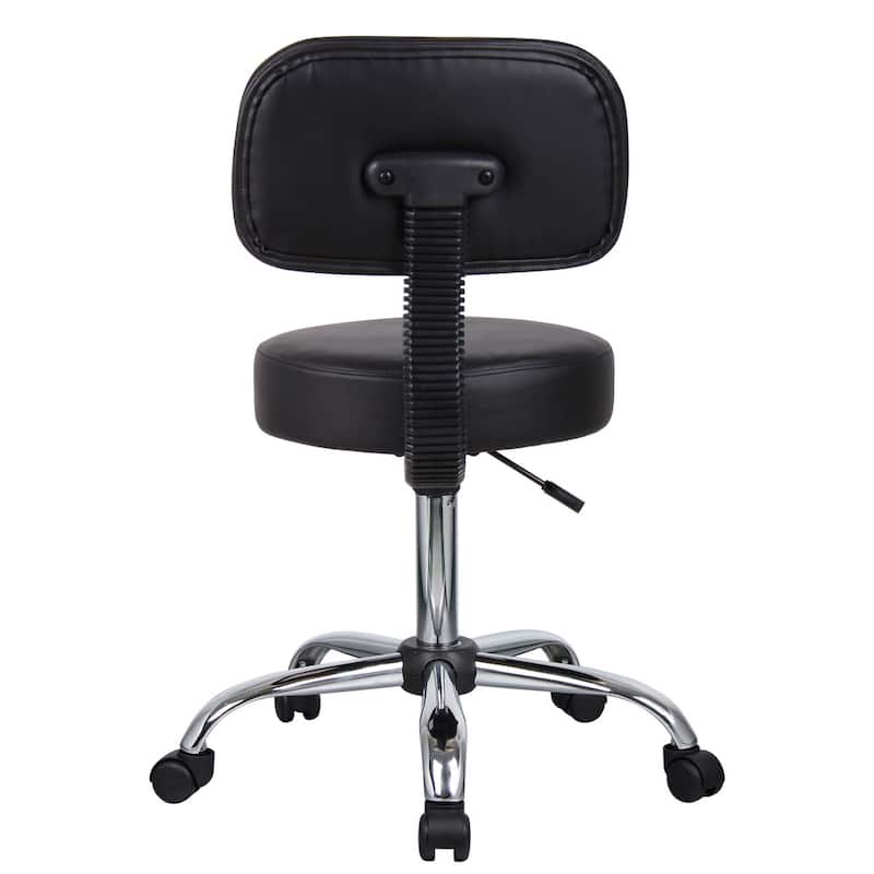 Boss Be Well Antimicrobial Vinyl Medi-Spa Adjustable Stool with Back