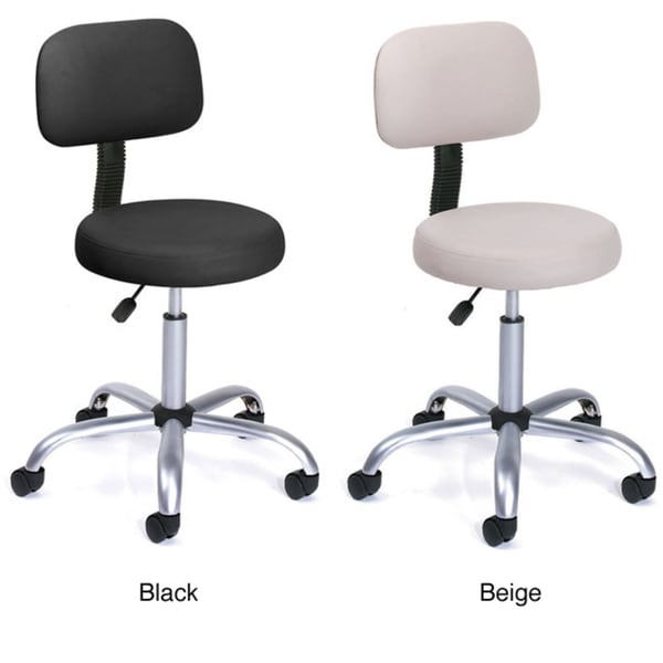 Boss Caressoft Vinyl and Chrome Adjustable Backed Wheeled Stool Boss Commercial Stools