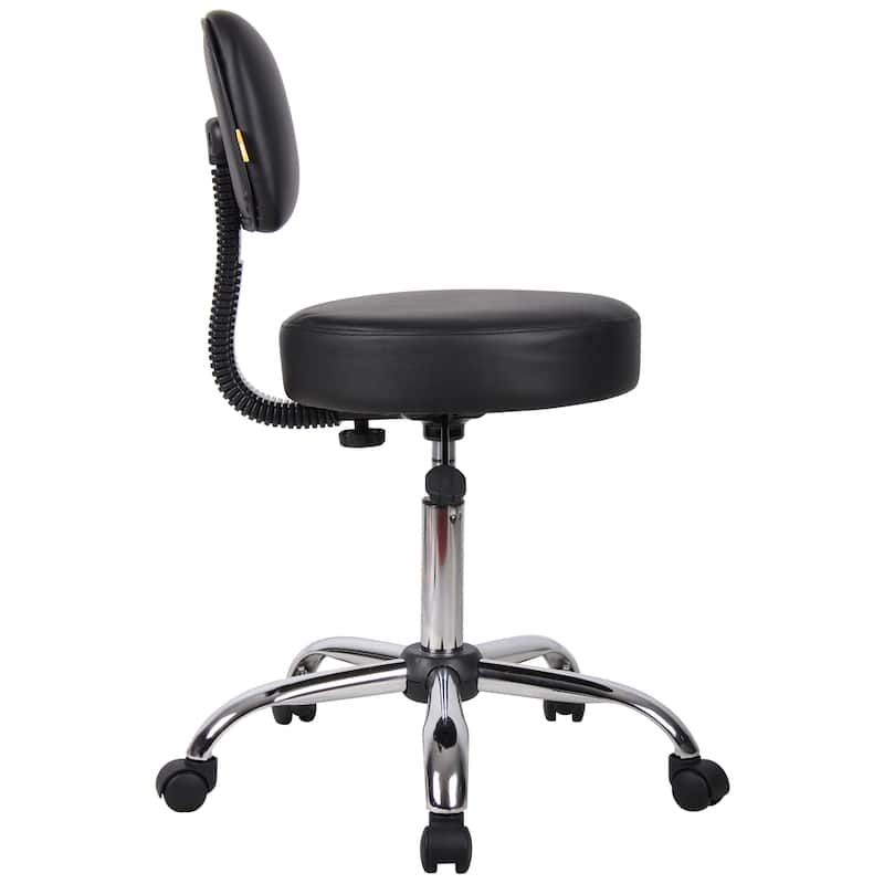 Boss Be Well Antimicrobial Vinyl Medi-Spa Adjustable Stool with Back