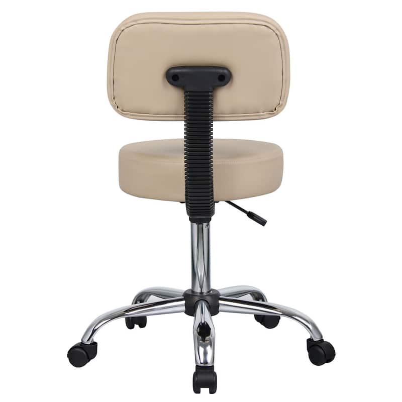 Boss Be Well Antimicrobial Vinyl Medi-Spa Adjustable Stool with Back