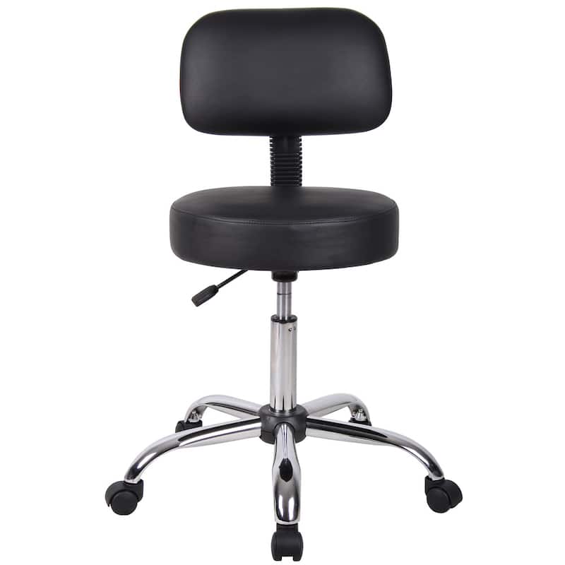 Boss Be Well Antimicrobial Vinyl Medi-Spa Adjustable Stool with Back