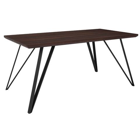 Offex Corinth 31.5" x 63" Rectangular Dining Table in Dark Brown Finish - Black