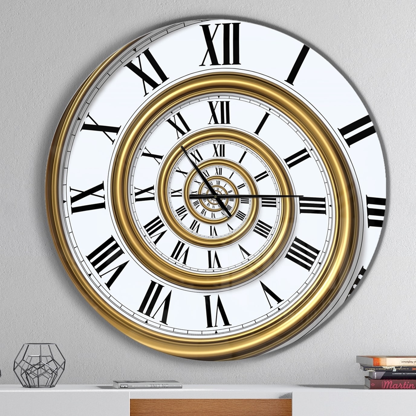 Designart Time Spiral In Antique Style Oversized Contemporary Wall Clock Overstock 23534655