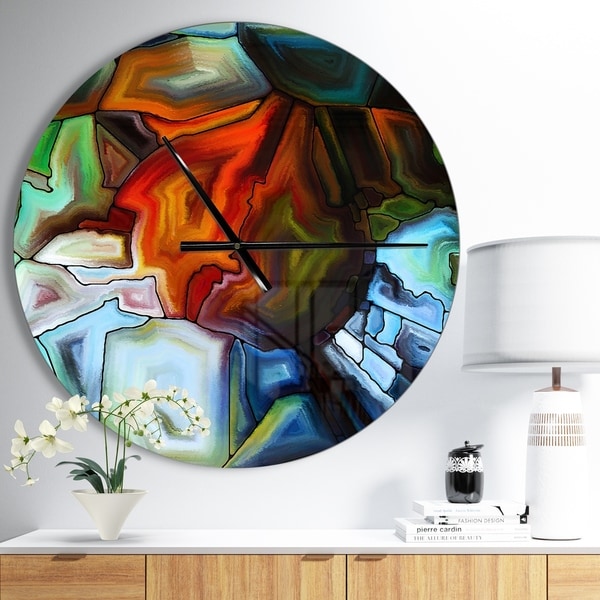 Designart 'Abstract Stained Glass Design' Oversized Modern Wall CLock
