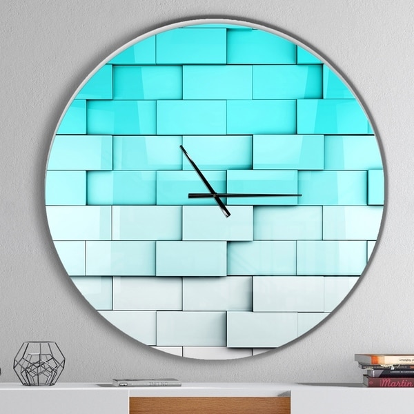 Shop Designart 'Blue Mosaic Cubes' Oversized Modern Wall CLock - Free ...