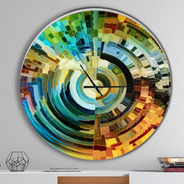 Designart 'Paths of Stained Glass' Oversized Modern Wall CLock
