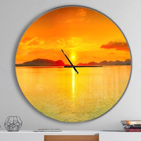 Designart 'Sunset Panorama' Oversized Coastal Wall CLock. Opens flyout.