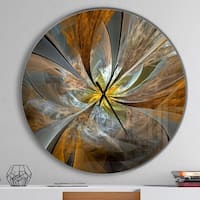 Designart 'Symmetrical Yellow Fractal Flower' Oversized Modern Wall Clock