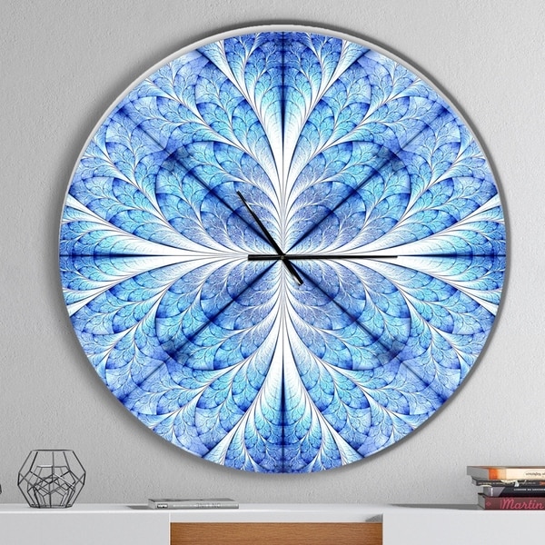 Designart 'Symmetrical Light Blue Pattern' Oversized Modern Wall CLock